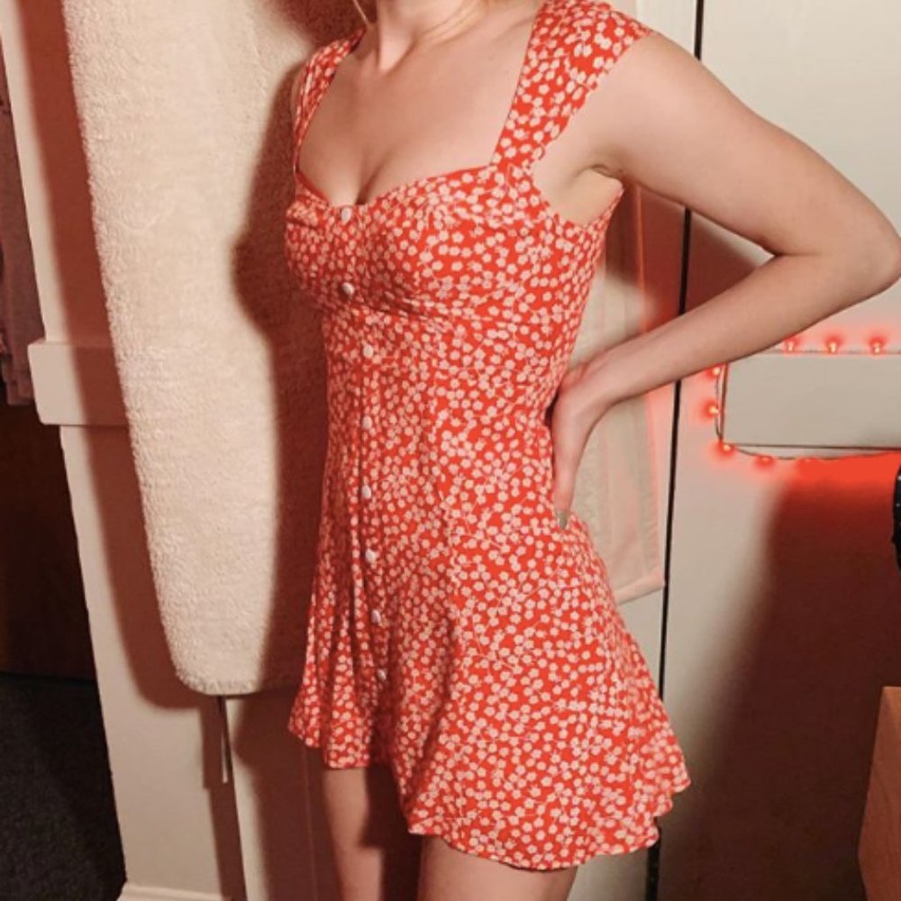 Red Floral Day Dress